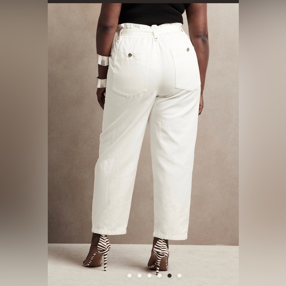 Banana Republic Green Linen Tapered Pants The Paperbag Pant Size 20 - Picture 15 of 15